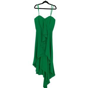 BCBGMaxazria Runway Serafina Dress Womens Sz 4 Malachite Green Hi Low Strapless